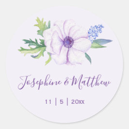 パープルアネモネヒヤシンス春の結婚式 ラウンドシール