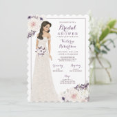 パープルアネモネブライドインガウンブライダルシャワー 招待状 (スタンド正面)