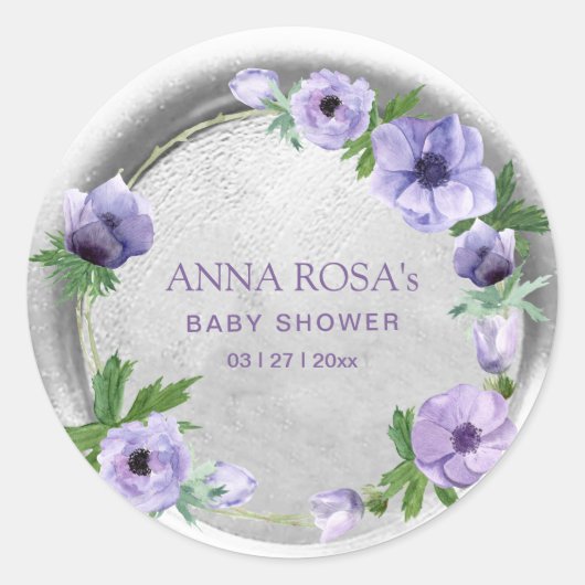 *~*パープルアネモネ花リースワックスシール ラウンドシール (正面)