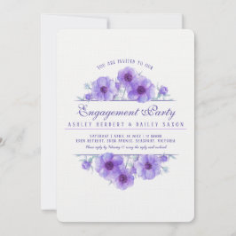 パープルアネモンフローラ水彩婚約 招待状