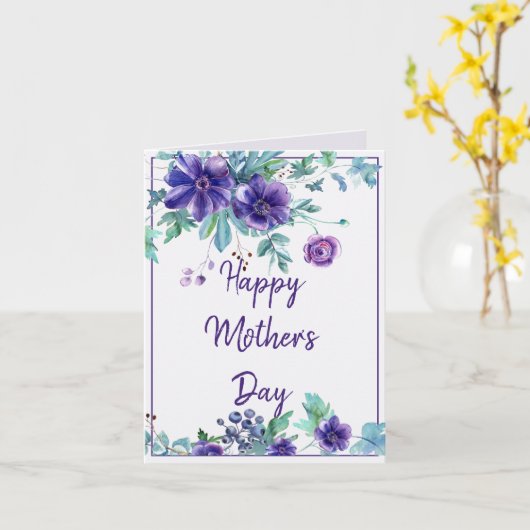 パープルアネモーネの母の日 カード (黄色い花)