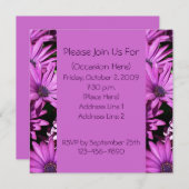 パープルアフリカデイジースクエアフローラ招待状 招待状 (正面/裏面)