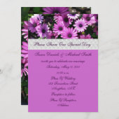 パープルアフリカデイジーフラワー結婚式招待状 招待状 (正面/裏面)
