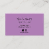 パープルアフロモダンヘア美しいファッションスタイリスト 名刺 (裏面)