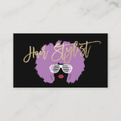 パープルアフロモダンヘア美しいファッションスタイリスト 名刺 (正面)