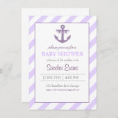 パープルアホイいかりベビーシャワー招待状 招待状 (正面/裏面)
