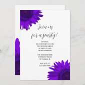 パープルアポップ・アートのートサンフラワーパーティの招待状 招待状 (正面/裏面)