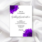 パープルアポップ・アートのートフラワー卒業パーティー招待状 招待状