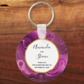 パープルアメジストと金ゴールドアゲ結婚ートの感謝 キーホルダー (正面)