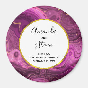 パープルアメジストと金ゴールドアゲ結婚ートの感謝 マグネット