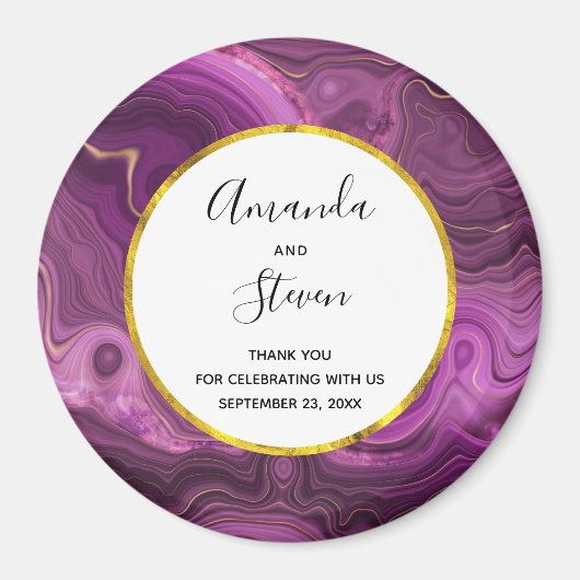 パープルアメジストと金ゴールドアゲ結婚ートの感謝 マグネット (正面)