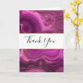 パープルアメジストと金ゴールド抽象芸術アガテサンキュー カード (黄色い花)