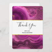 パープルアメジストと金ゴールド抽象芸術アガテサンキュー サンキューカード (正面/裏面)