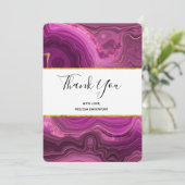 パープルアメジストと金ゴールド抽象芸術アガテサンキュー サンキューカード (スタンド正面)