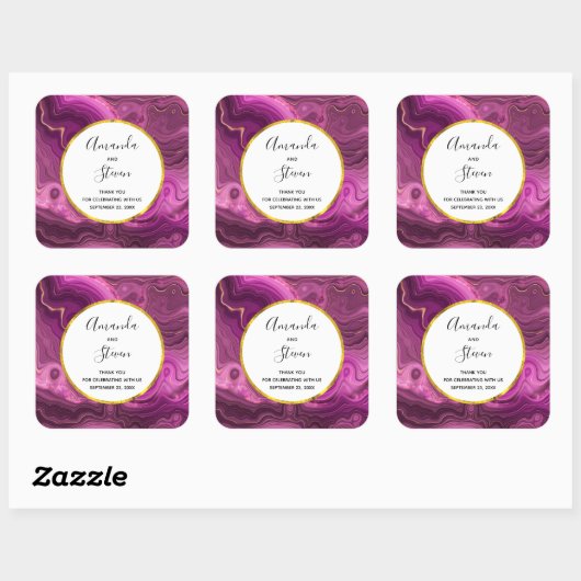 パープルアメジストと金ゴールド抽象芸術アガテ結婚ス スクエアシール (シート)