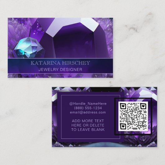 パープルアメジストクリスタルジェムストーンラグジュアリーエレガンス 名刺 (正面/裏面)