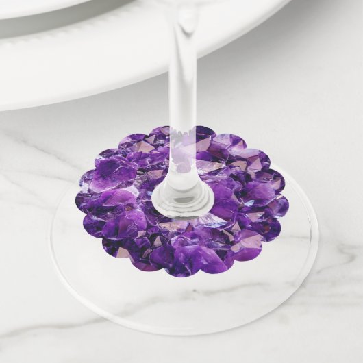 パープルアメジストクリスタルジェームズワイングラスラベル ワイングラスタグ (クローズアップ)