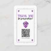 パープルアメジストクリスタルソーシャルメディアQRコード 名刺 (正面)