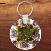 パープルアメジストダイアモンズエメラルズジュエリー キーホルダー (正面)