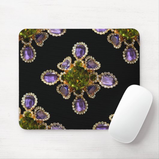 パープルアメジストダイアモンズエメラルズジュエリー マウスパッド (マウス)