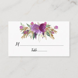 パープルアメジストフローラ金ゴールドスパークフラット プレイスカード