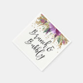 パープルアメジストブランチ&バブリーブライダルシャワー スタンダードカクテルナプキン (角)