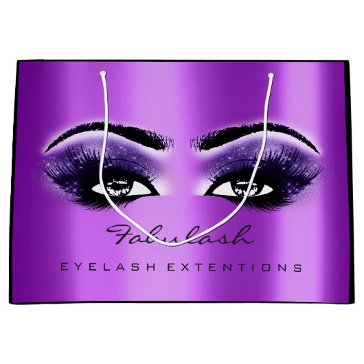 パープルアメジストメイクアップグリッター美しい化粧品 ラージペーパーバッグ (正面)