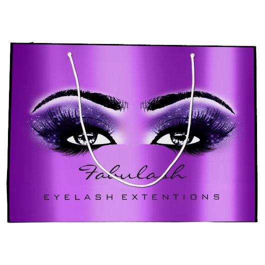 パープルアメジストメイクアップグリッター美しい化粧品 ラージペーパーバッグ (裏面)