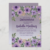 パープルアメジストラベンダー金ゴールドグリッターキンセアニラ 招待状 (正面/裏面)