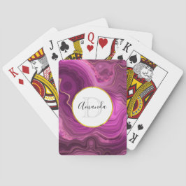 パープルアメジスト及び金ゴールド抽象芸術アゲートモノグラム トランプ