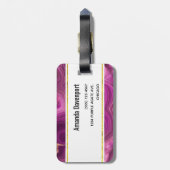 パープルアメジスト及び金ゴールド抽象芸術アゲートモノグラム ラゲッジタグ (裏面縦)