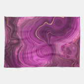 パープルアメジスト及び金ゴールド抽象芸術瑪瑙 キッチンタオル (横)