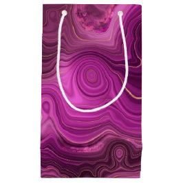 パープルアメジスト及び金ゴールド抽象芸術瑪瑙 スモールペーパーバッグ