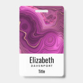 パープルアメジスト及び金ゴールド抽象芸術瑪瑙 バッジ (裏面)