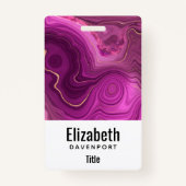 パープルアメジスト及び金ゴールド抽象芸術瑪瑙 バッジ (正面)