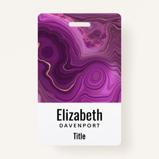 パープルアメジスト及び金ゴールド抽象芸術瑪瑙 バッジ (裏面)