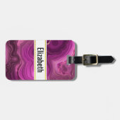 パープルアメジスト及び金ゴールド抽象芸術瑪瑙 ラゲッジタグ (正面横)