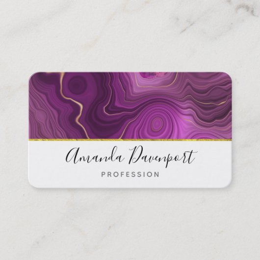 パープルアメジスト及び金ゴールド抽象芸術瑪瑙 名刺 (正面)