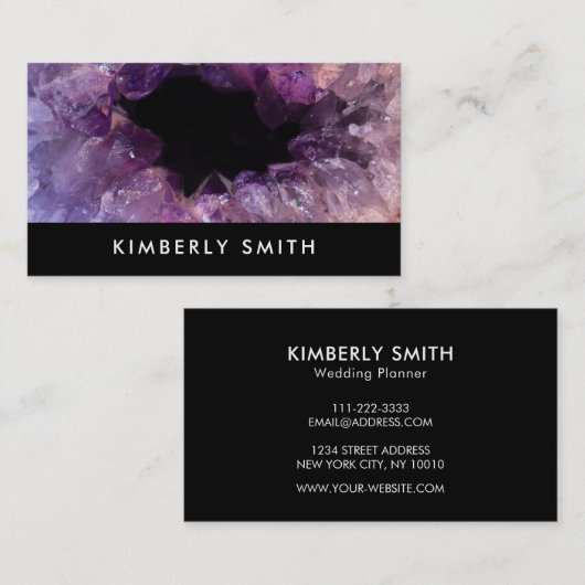 パープルアメジスト宝石の宝石黒プロフェッショナル 名刺 (正面/裏面)
