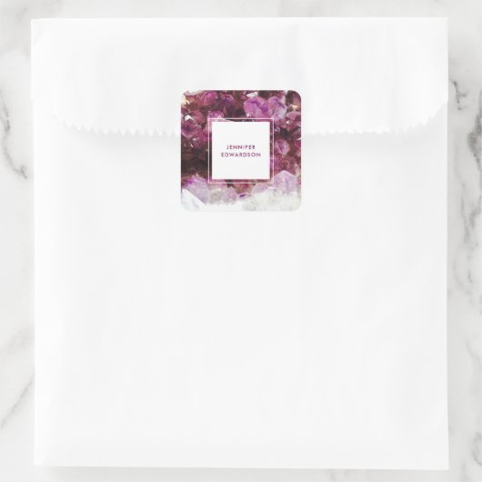 パープルアメジスト宝石の結晶プロフェッショナル スクエアシール (バッグ)