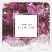 パープルアメジスト宝石の結晶プロフェッショナル スクエアシール (正面)