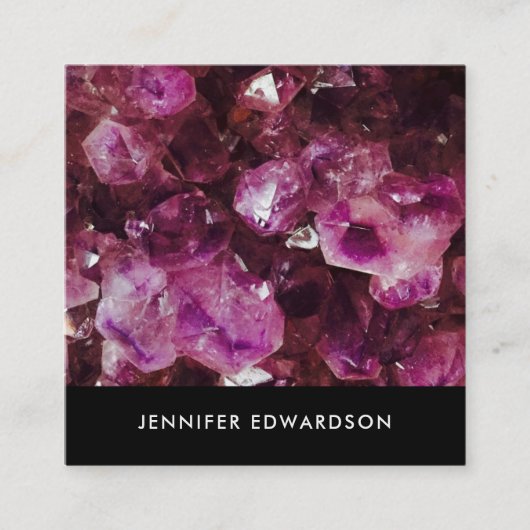 パープルアメジスト宝石の結晶プロフェッショナル スクエア名刺 (正面)
