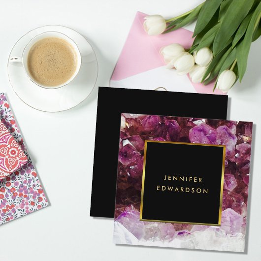 パープルアメジスト宝石の結晶プロフェッショナル スクエア名刺