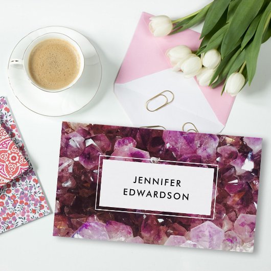 パープルアメジスト宝石の結晶プロフェッショナル 名刺