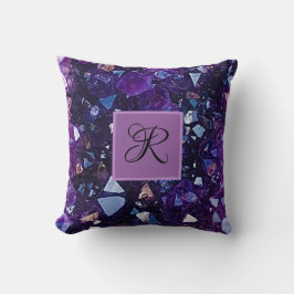 パープルアメジスト水晶モノグラム クッション