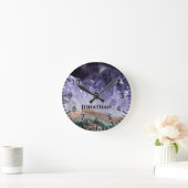 パープルアメジスト石結晶の宝石写真カスタム ラウンド壁時計 (ホーム)