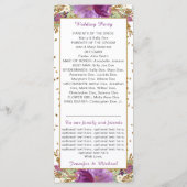 パープルアメジスト金ゴールドグリッターフレーム結婚式 プログラム (裏面)