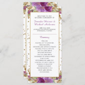 パープルアメジスト金ゴールドグリッターフレーム結婚式 プログラム (正面/裏面)