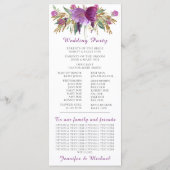 パープルアメジスト金ゴールドグリッター結婚式 プログラム (裏面)