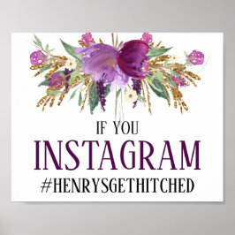 パープルアメジスト金ゴールドスパークルスインスタグラムサイン ポスター